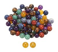 QUARKZMAN 100pcs Perles En Pierre Naturelle 10mm 7 Couleurs Mixte Ronde Gemstone Pierre Perles Libres Véritable Authentique Lisse Boules Perle pour Fabrication Bracelets Colliers DIY