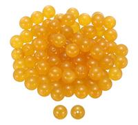 QUARKZMAN 100pcs Perles En Pierre Naturelle 10mm Jade Jaune Pierres Gemmes Véritables Lisses Sphériques Libres Pour Fabrication De Bijoux Bracelets Colliers Boucles D'Oreilles DIY