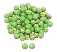 QUARKZMAN 100pcs Perles En Pierre Naturelle 10mm Turquoise Verte Ronde Gemme Pierre Perles Lisses Véritables Authentiques Boules Pour Fabrication Bracelets Colliers Boucles D'Oreilles DIY