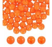 QUARKZMAN 100pcs Perles Ronde En Acrylique Orange 10mm Dia 1.9mm Trou Bille Lisse En Plastique Résine Perles Libres Pour Fabrication De Bijoux Bracelets Colliers Boucles D'Oreilles DIY