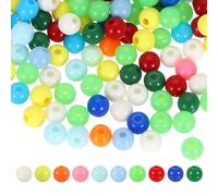 QUARKZMAN 100pcs Perles Rondes En Acrylique De Couleur Sombre Aléatoire 6mm Dia 1.9mm Trou Billes En Plastique Résine Lisses Perles Libres Pour Fabrication Bracelets Colliers D'oreilles DIY