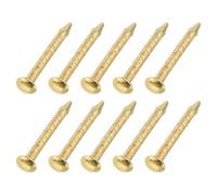 QUARKZMAN 100Pcs Petits Clous De Quincaillerie, 1 x 10mm Clou À Tête Ronde En Acier Au Carbone Clou De Finition Standard Pour Travaux De Domestique Accrochage De Photos Projets DIY, Or