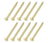 QUARKZMAN 100Pcs Petits Clous De Quincaillerie, 2 x 25mm Clou À Tête Ronde En Laiton Clou De Finition Standard Pour Travail Du Bois À La Maison Accrochage De Photos Projets DIY, Or