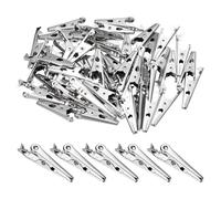 QUARKZMAN 100pcs Pinces Crocodile 35mm Grandes Pinces En Acier Pour Multimètre Laboratoire Test De Batterie Câble Pince De Connexion, Argent