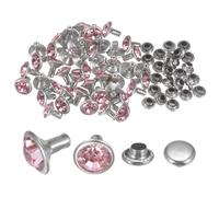 QUARKZMAN 100Pcs Rivets en Cristal de 8mm, Rivets en Strass Rapides pour Vêtements, Artisanat du Cuir, Décoration d'Arts et d'Artisanat en Tissu, Bricolage en Cuir, Rose