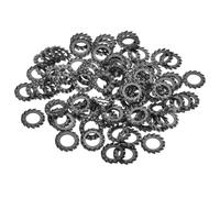 QUARKZMAN 100Pcs Rondelles Frein À Dents Externes, Rondelles De Blocage Crantées M8 En Acier Au Carbone Pour Boulons Vis Équipements Mécaniques Fixations, Noir