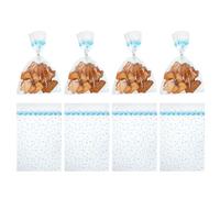 QUARKZMAN 100pcs Sachets Transparents, 11.8" x 7.9" Sachets À Biscuits Pour La Saint-Valentin Avec Attaches Toronnées Pour Emballage De Bonbons Bleu