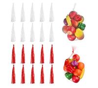 QUARKZMAN 100pcs Sacs D'Incubation D'Oeufs, 28 Pouces Filet Nylon Réutilisable Sacs Filet Produits Solides Élastiques Plastique Bouillon Fruits De Mer pour Fruits, Blanc/Rouge