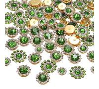 QUARKZMAN 100Pcs Strass À Coudre 8mm 10mm 12mm 14mm Cristaux En Verre Fleur À Griffe Métallique Pour Vêtements Chaussures Boucle Ceinture Artisanat, Vert Clair