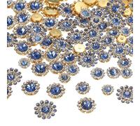 QUARKZMAN 100Pcs Strass À Coudre 8mm 10mm 12mm 14mm Cristaux Verre Fleur Griffes Base Métallique Pour Vêtements Chaussures Boucle Ceinture Artisanat, Bleu Clair