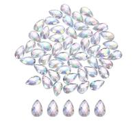 QUARKZMAN 100PCS Strass En Acrylique À Dos Plat 6x10mm Strass Artificiel Pour DIY Perles Mariage Fête Maquillage Visage Création De joyaux Blanc Brillant