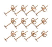 QUARKZMAN 100Pcs Tiges Et Fermoirs pour Boucles d'oreilles, 4mm/0.16inch Plateau Plat Naturel pour Création De Bijoux DIY, Or Clair
