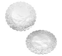 QUARKZMAN 100x Napperons Dentelle 12 Pouces argentés Ronds jetables - Papiers ajourés Fleuris absorbants pour décoration gâteaux, Desserts, Mariages, Anniversaires