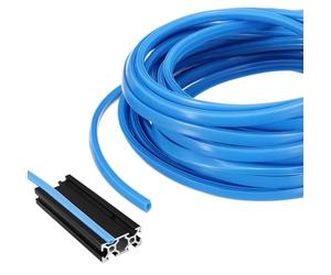 QUARKZMAN 10m / 32.8ft Joint D'Extrusion Aluminium Couvre-Rainure À T Plat, Bande Protection Anti-Poussière Pour Rainure 8mm 3030, 4040 Série Profil Aluminium Imprimante 3D, 1 Pack(Bleu)