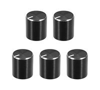 QUARKZMAN 10mmx10mm Potentiomètre Bouton x 5PCS Aluminium Rotatif Électronique Contrôle Moleté Arbre Volume Contrôle Bouton pour Équipement audio/guitare, [Noir]