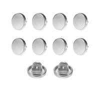 QUARKZMAN 10pcs 14L Boutons Ronds Plats Métalliques pour Couture 9mm Tige en Alliage Boutons de Remplacement pour Hommes Femmes Costue Manteau en Laine Chemise Pantalon Couture, Ton Argenté