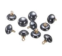 QUARKZMAN 10pcs 16L Boutons Ronds Noirs En Fausse Perle 10mm 3/8" Tige Métallique Dorée Boutons À Coudre Remplacement DIY Petit Bouton Pour Coudre Vêtements Robe De Mariée DIY Artisanat