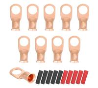 QUARKZMAN 10Pcs 2 AWG M12 Bornes De Batterie À Œil, 1/2" 12mm Embout À Câble À Serrer En Cuivre, 2:1 Gainage Thermorétractable, Doré