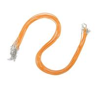 QUARKZMAN 10pcs 24 Pouces Cordon de Collier Ciré, Cordon de Collier en Vrac avec Fermoir 2mm Cordon de Cuir Ciré pour la Fabrication de Bijoux DIY Bracelet Pendentif, Orange