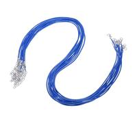 QUARKZMAN 10pcs 24 Pouces Cordon de Collier Ciré, Cordon de Collier en Vrac avec Fermoir 2mm Cordon de Cuir Ciré pour la Fabrication de Bijoux DIY Bracelet Pendentif, Bleu Foncé