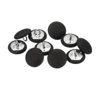 QUARKZMAN 10Pcs 24L Bouton Recouvert de Tissu Noir 15mm Rond Tige en Métal Boutons en Satin à Coudre DIY pour Robes de Mariée, Chemisiers et Pulls