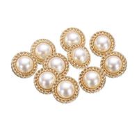 QUARKZMAN 10pcs 24L Perle Dorée Boutons De Couture Métalliques 15mm 5/8" Ronds Boutons Pour Manteaux Femmes Avec Tige En Plastique Remplacement Bouton DIY Pour Couture Pull Artisanat, #2