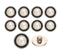 QUARKZMAN 10Pcs 25mm Boutons Ronds Rétro En Résine Pour Vêtements Boutons De Couture En Métal Perles Accessoires Artisanat Pour Décoration De Manteau Projets DIY, Noir