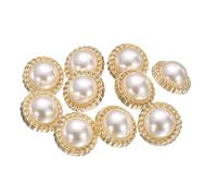 QUARKZMAN 10pcs 28L Perle Dorée Boutons De Couture Métalliques 18mm 11/16" Ronds Boutons Pour Manteaux Femmes Avec Tige En Plastique Remplacement DIY Bouton Pour Couture Pull Artisanat, #2