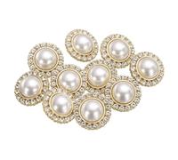 QUARKZMAN 10pcs 28L Perle Dorée Boutons En Métal À Coudre 18mm 11/16" Ronds Boutons Pour Manteaux Femmes Avec Tige En Plastique Remplacement DIY Bouton Pour Coudre Pull Artisanat, #8