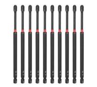QUARKZMAN 10pcs #3 Embouts De Tournevis À Choc Phillips PH3 Tige Hexagonale 1/4" Longueur 150mm Embouts Magnétiques Croisés En Acier S2 Pour Tournevis À Choc, Noir/Rouge