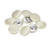 QUARKZMAN 10Pcs 40L Bouton Recouvert de Tissu 25mm Rond Boutons de Couture à Tige Métallique pour Costumes, Robes, Chemisiers, Pulls, Beige Foncé