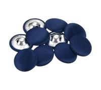 QUARKZMAN 10Pcs 40L Bouton Recouvert de Tissu 25mm Rond Boutons de Couture à Tige Métallique pour Costumes, Robes, Chemisiers, Bleu Foncé