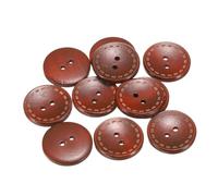 QUARKZMAN 10Pcs 44L Bouton de Bois 28mm Boutons Mercerie Ronds à 2 Trous pour la Couture, les Coussins, les Loisirs Créatifs et la Décoration, Brun Rouge