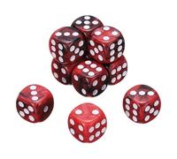 QUARKZMAN 10Pcs 6 Faces Colorees Standard des, 16mm Acrylique D6 Mini Polyedres Perle Motif Deux Tons Couleurs Jeu des pour Table Games, Noir/Rouge, Point Blanc