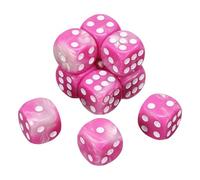 QUARKZMAN 10Pcs 6 Faces Colorées Standard Dés, 16mm Acrylique D6 Mini Polyédrique Perle Motif Bicolores Jeu De Dés pour Table Games, Rose Rouge/Blanc, Points Blancs