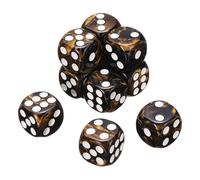 QUARKZMAN 10Pcs 6 Faces Dés Colorés Standard, 16mm Acrylique D6 Mini Polyèdre Perle Motif Bicolore Jeu De Dés pour Table Games, Noir/Or, Point Blanc