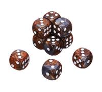QUARKZMAN 10Pcs 6 Faces Dés Colorés Standard, 16mm Acrylique D6 Mini Polyèdre Perle Motif Bicolore Jeu De Dés pour Jeux De Société, Gris/Orange, Points Blancs