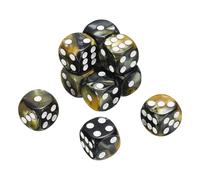QUARKZMAN 10Pcs 6 Faces Standard, 2 Couleurs 16mm Acrylique D6 Mini Polyédrique Perle Motif Jeu Dés pour Jeux De Société, Jaune Et Noir/Blanc Point