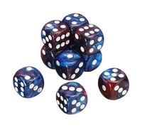 QUARKZMAN 10Pcs 6 Faces Standard, 2 Couleurs 16mm Acrylique D6 Mini Polyédrique Perle Motif Jeu Dés Set pour Table Games, Rouge et Bleu/Blanc Point