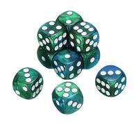 QUARKZMAN 10Pcs 6 Faces Standard Dés, 2 Couleurs 16mm Acrylique D6 Mini Polyèdre Perle Motif Jeu Dés Set pour Table Games, Vert et Bleu/Blanc Point