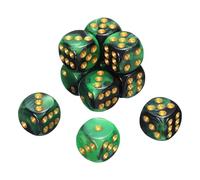 QUARKZMAN 10Pcs 6 Faces Standard Dés, 2 Couleurs 16mm Acrylique D6 Mini Polyèdre Perle Motif Jeu Dés Set pour Table Games, Vert Et Noir/Or Point