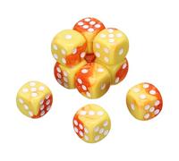 QUARKZMAN 10Pcs 6 Sided Colored Standard Dice, 16mm Acrylic D6 Mini Polyhedral Pearl Pattern Two Tone Colors Game Dice Set pour Table Games, Orange/Yellow, White Point