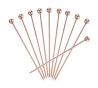 QUARKZMAN 10Pcs Acier Inox Cocktail Cure-dents, 4.25 Pouce Métal Cocktail Piques Fruit Bâtons Réutilisable Long Martini Piques Cocktail Brochettes pour Boissons Apéritif, Rose Doré Boule