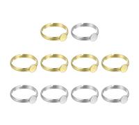 QUARKZMAN 10Pcs Base Métallique Pour Anneau, 6mm gemme Réglable, Plateau Plat Pour Bagues, Pour Création De Bijoux DIY, Argenté/Doré