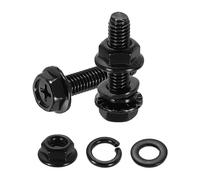 QUARKZMAN 10Pcs Boulons À Tête Hexagonale À Embout Phillips M6 x 25mm Noir | Vis Hexagonales À Bride, Acier Inoxydable 304, Avec Écrous Rondelles Plates Et Rondelles Frein, Filetage Complet