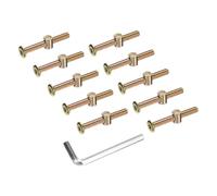 QUARKZMAN 10Pcs Boulons Pour Cadre De Lit, Kit De Remplacement De Quincaillerie Boulons À Tête Hexagonale M8x60mm Avec Écrous Barillet & Clé Hexagonale M5 Pour Meubles, Lits, Chaises