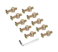 QUARKZMAN 10Pcs Boulons Pour Cadre De Lit, M8x35mm Vis À Tête Hexagonale Avec Écrous Barillet Kit De Remplacement De Quincaillerie & Clé Hexagonale M5 Pour Meubles, Lits, Chaises
