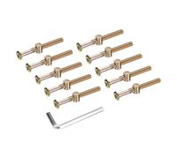 QUARKZMAN 10Pcs Boulons Pour Cadre Lit, M8x70mm Vis À Tête Hexagonale Avec Écrous Barillet Kit Remplacement Quincaillerie & Clé Hexagonale M5 Pour Meubles, Lits, Chaises