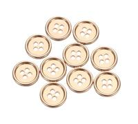 QUARKZMAN 10pcs Bouton De Couture En Métal, 15mm 4 Trous Ronds Pour Chemises Manteaux Vêtements Boutons De Couture Pour Décoration Artisanat, Or