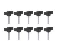 QUARKZMAN 10Pcs Boutons à Ailettes en T en Plastique M5 x 25mm avec Filetage Mâle Standard, Boutons en T/Z Réglables, Poignées de Serrage à Vis à Main, Vis à Main, Noir